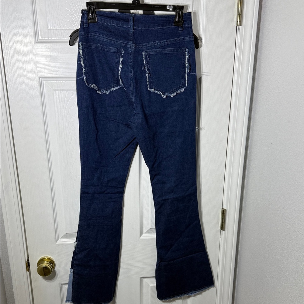 Denim Patchwork Flare Jeans - image 4